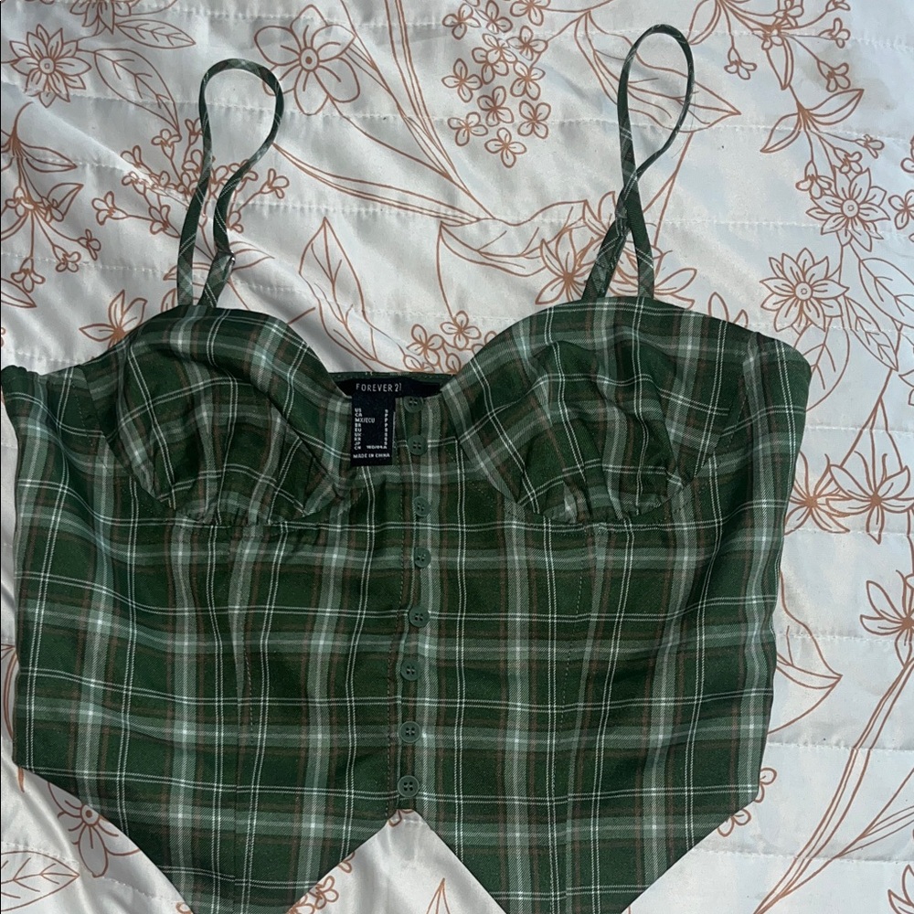 Forever 21 Dark Green Plaid Camisole